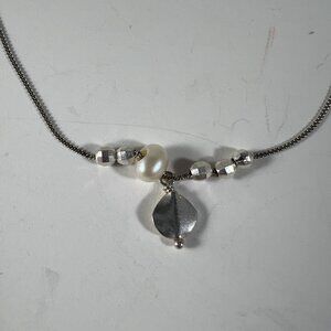 Vintage Chan Luu Sterling Silver Necklace With Pearl & Faceted Beads Adjustable